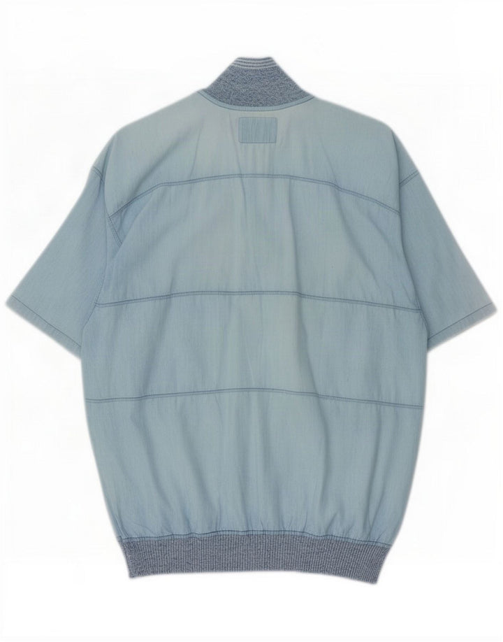 Malagrida Camisa masculina de manga curta pulôver azul médio Colourblock