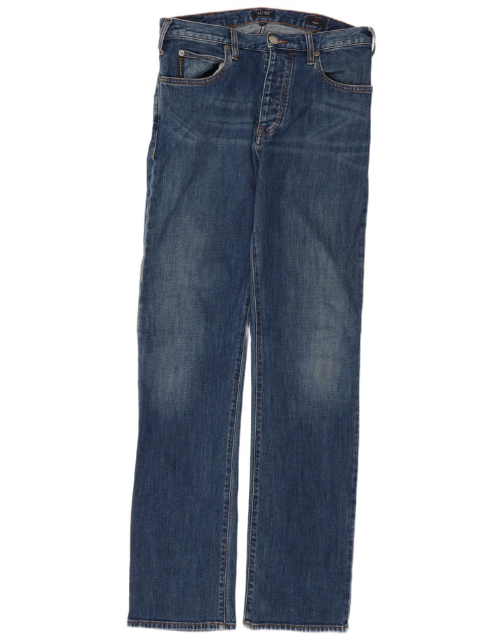 Calça jeans reta masculina Armani W30 L32 algodão azul