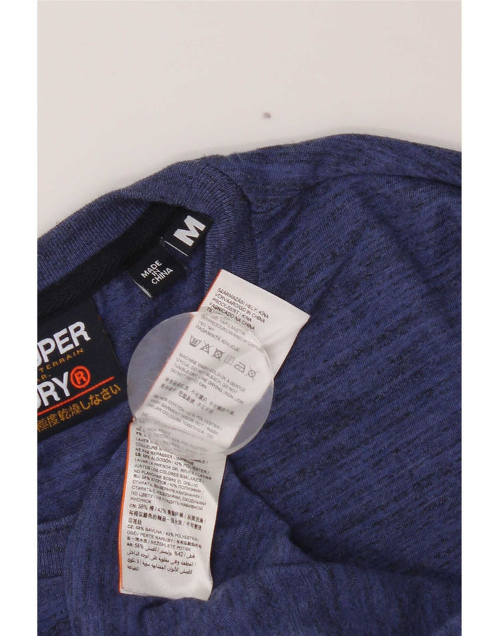 Camiseta masculina Superdry Regular Graphic Top médio azul manchado de algodão