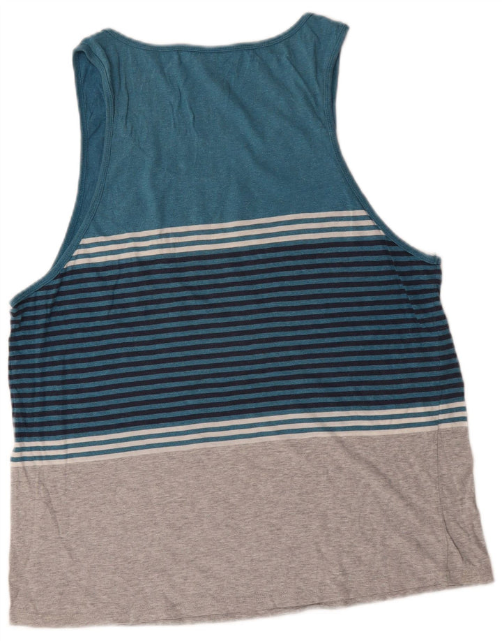 Colete feminino Rip Curl UK 16 grande algodão listrado azul