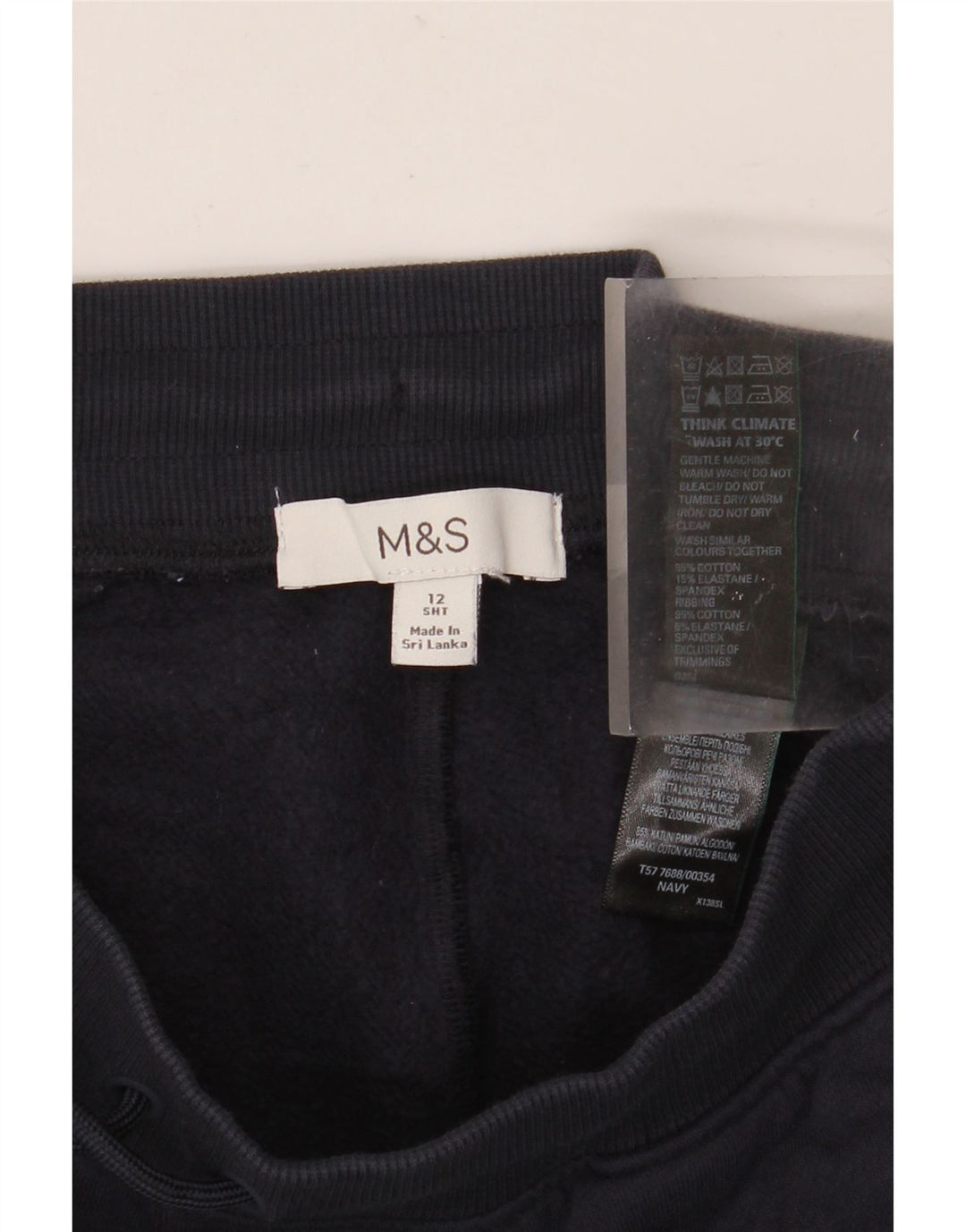 Calça de treino feminina MARKS & SPENCER UK 12 algodão azul marinho médio
