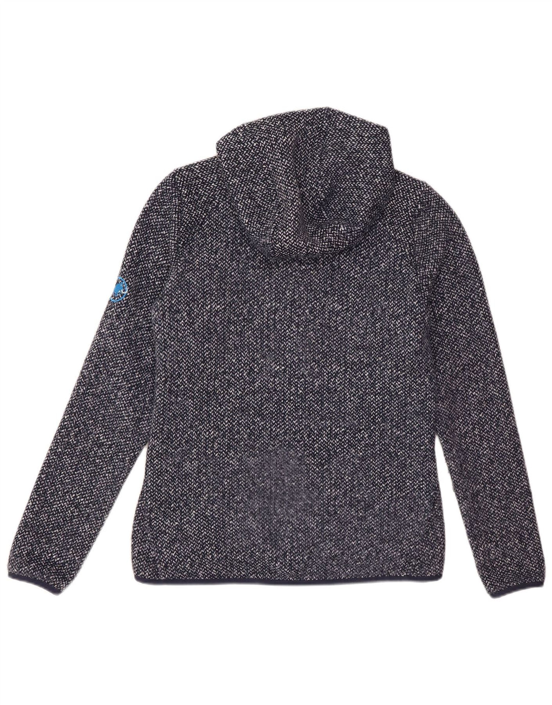 Suéter feminino Mammut com capuz e zíper, poliéster manchado azul pequeno