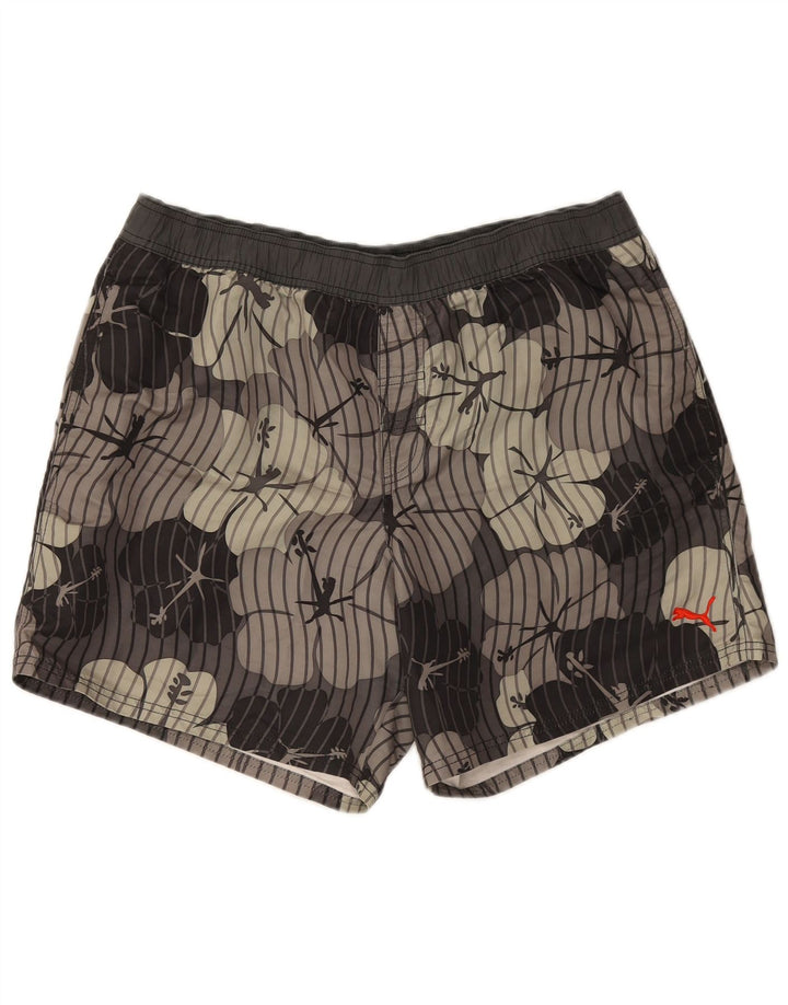 Shorts de natação masculino Puma grande cinza floral