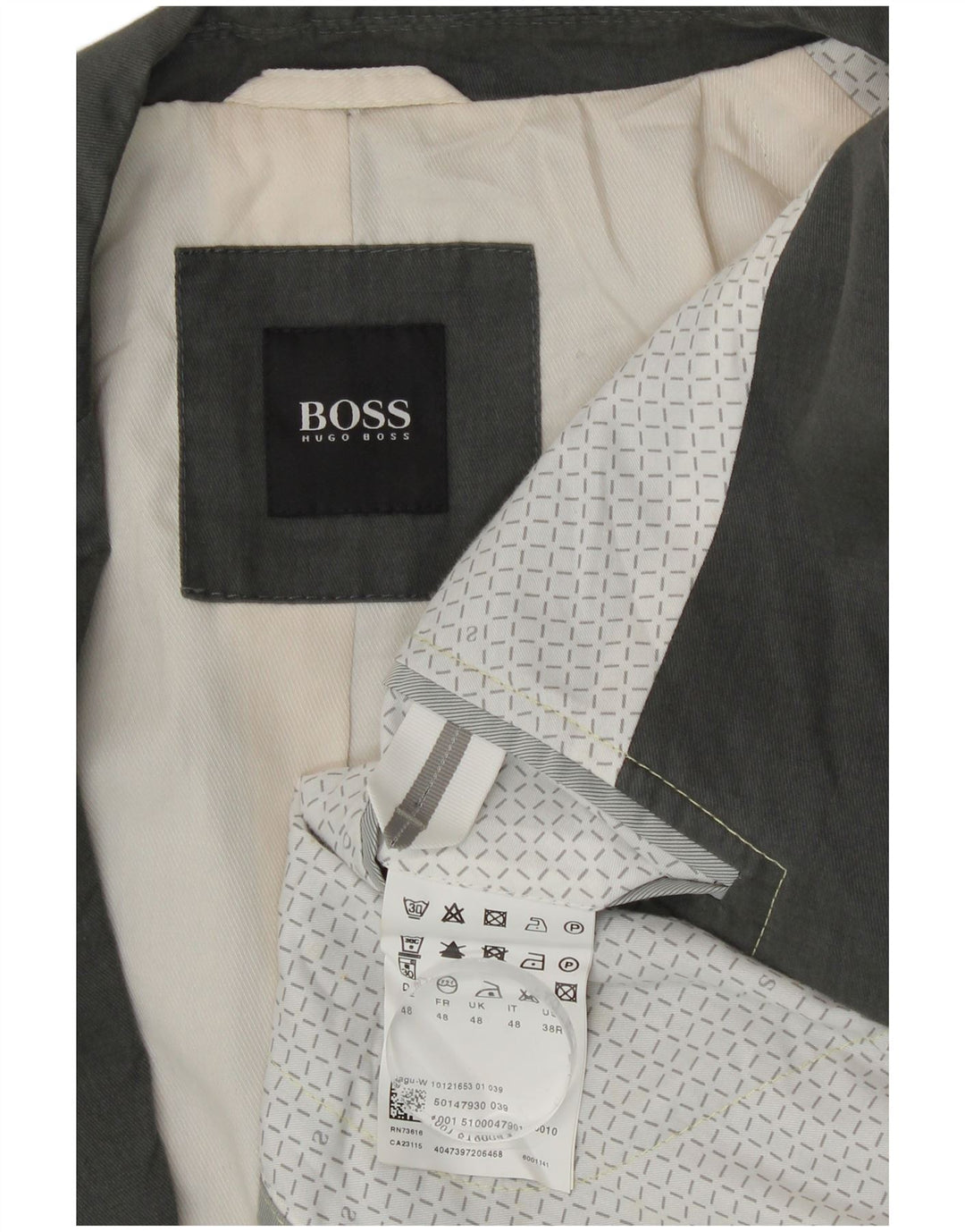 Jaqueta Blazer Masculina Hugo Boss com 2 Botões EU 48 Algodão Cinza Médio
