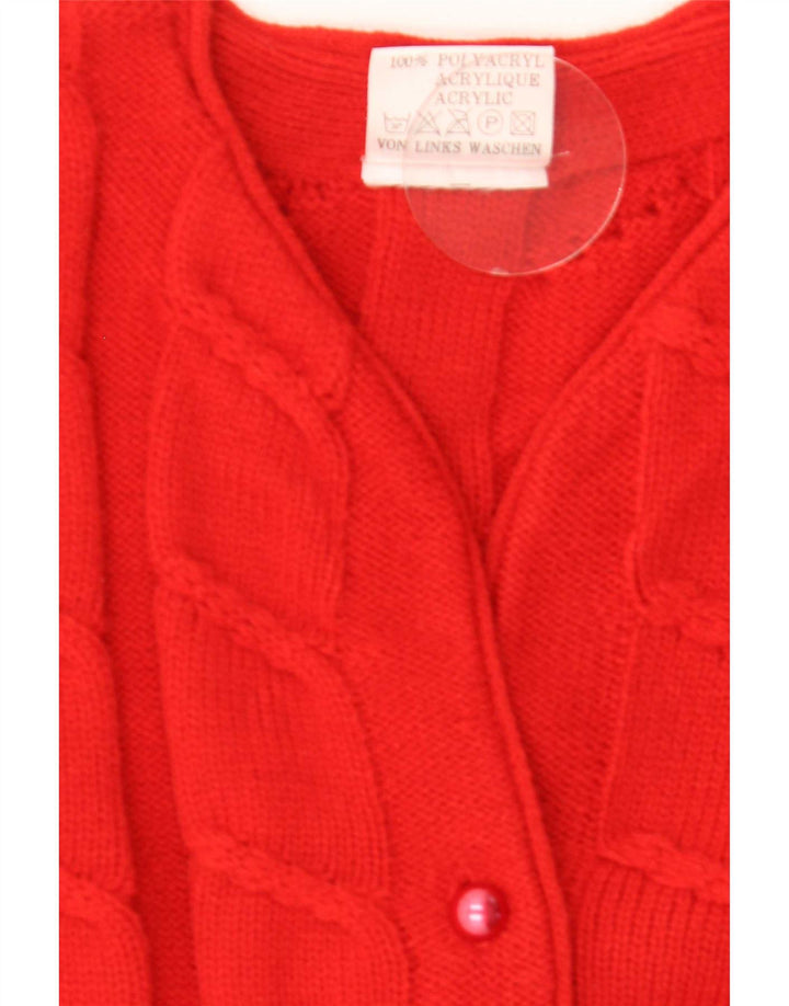 Suéter Cardigan Feminino Vintage Reino Unido 14/16 Poliacrílico Vermelho Médio