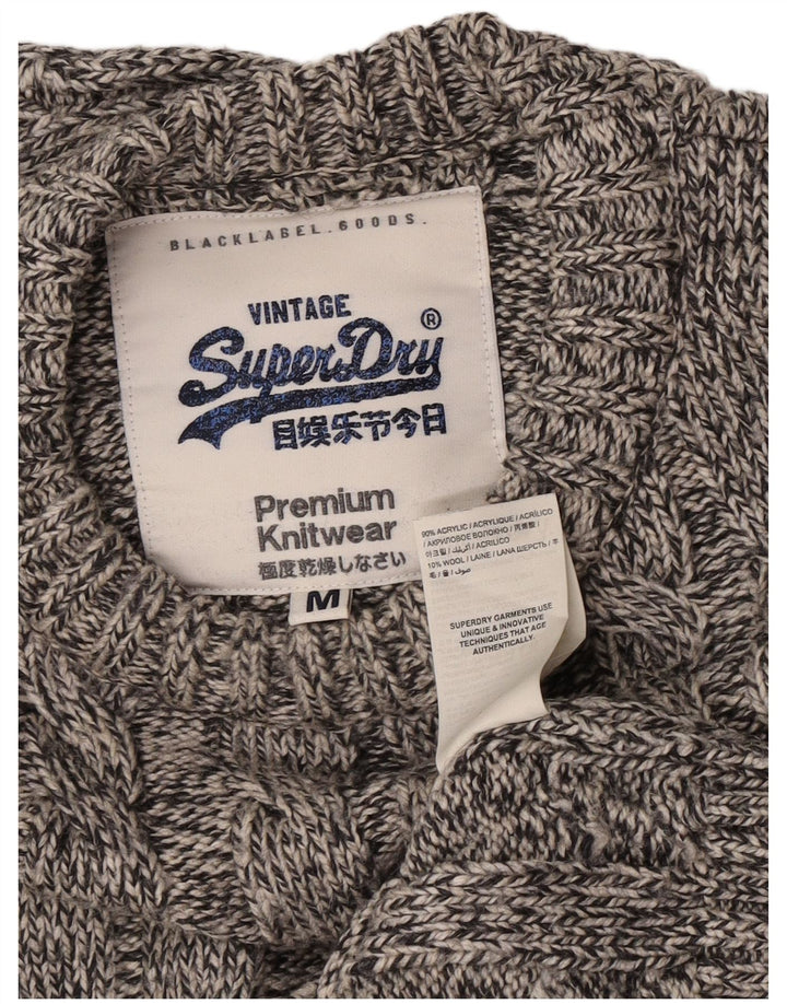 Suéter masculino Superdry com gola redonda e acrílico manchado cinza médio
