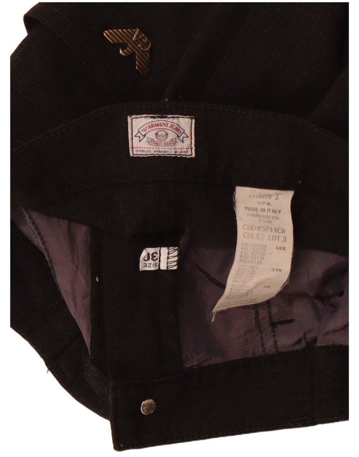 Calça feminina ARMANI cintura alta reta casual W30 L32 poliéster preto
