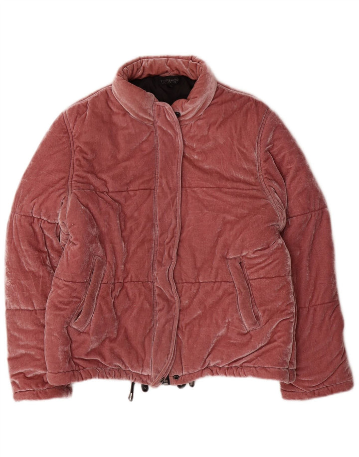 Jaqueta acolchoada de veludo feminina Topshop UK 12 poliéster rosa médio