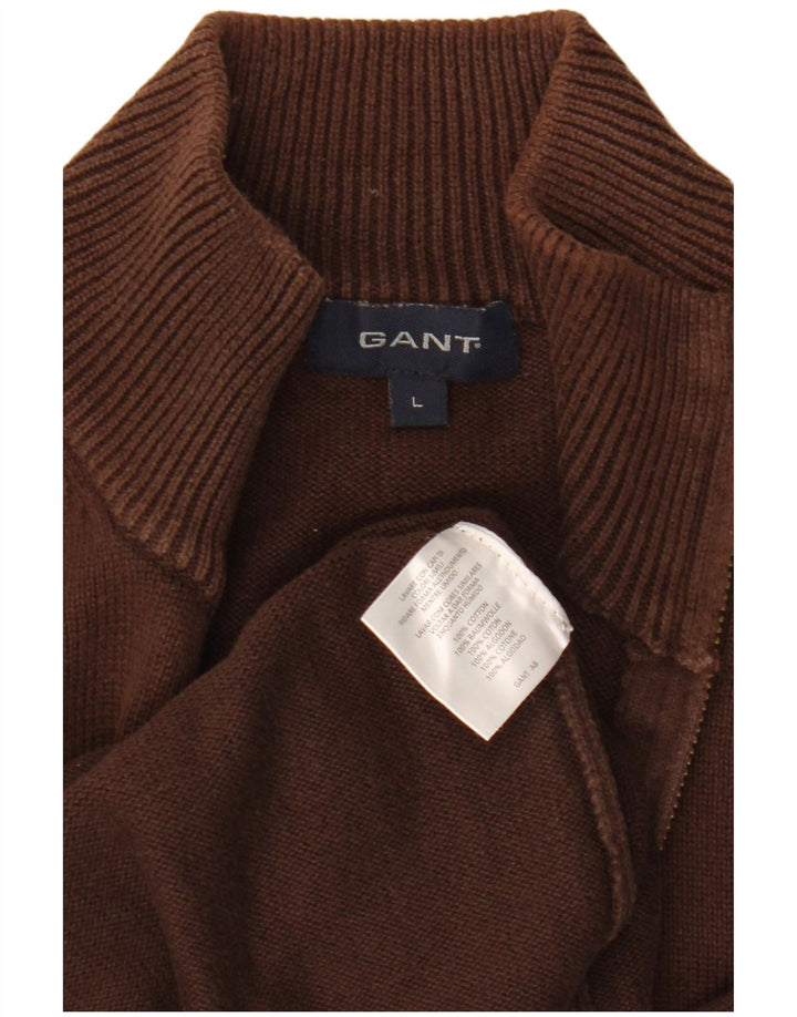 Suéter cardigã masculino Gant grande algodão marrom