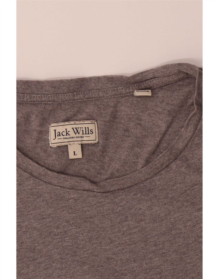 Jack Wills Camiseta masculina gráfica grande algodão cinza