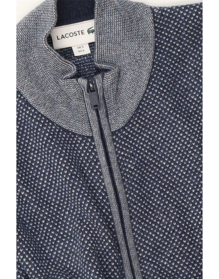 Suéter cardigã masculino Lacoste tamanho 5 grande azul marinho manchado