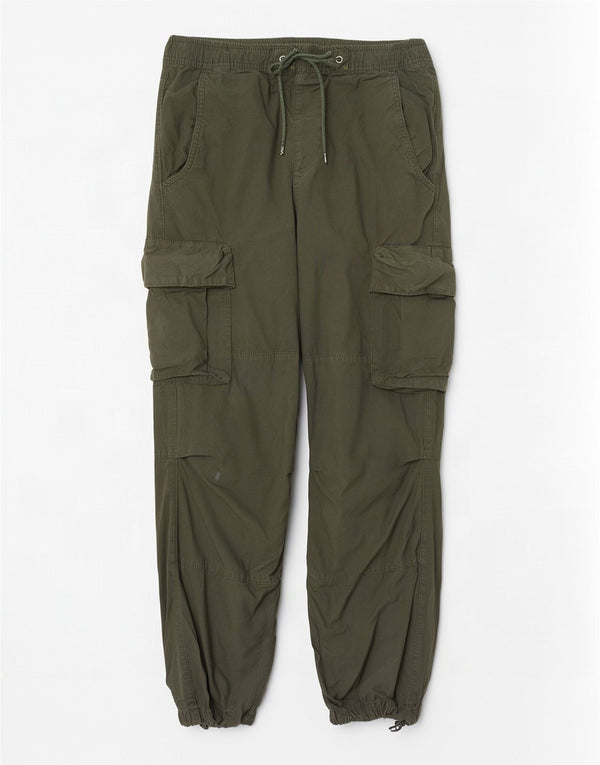 Zara Mens Joggers Cargo Calças Pequenas W30 L28 Algodão Verde