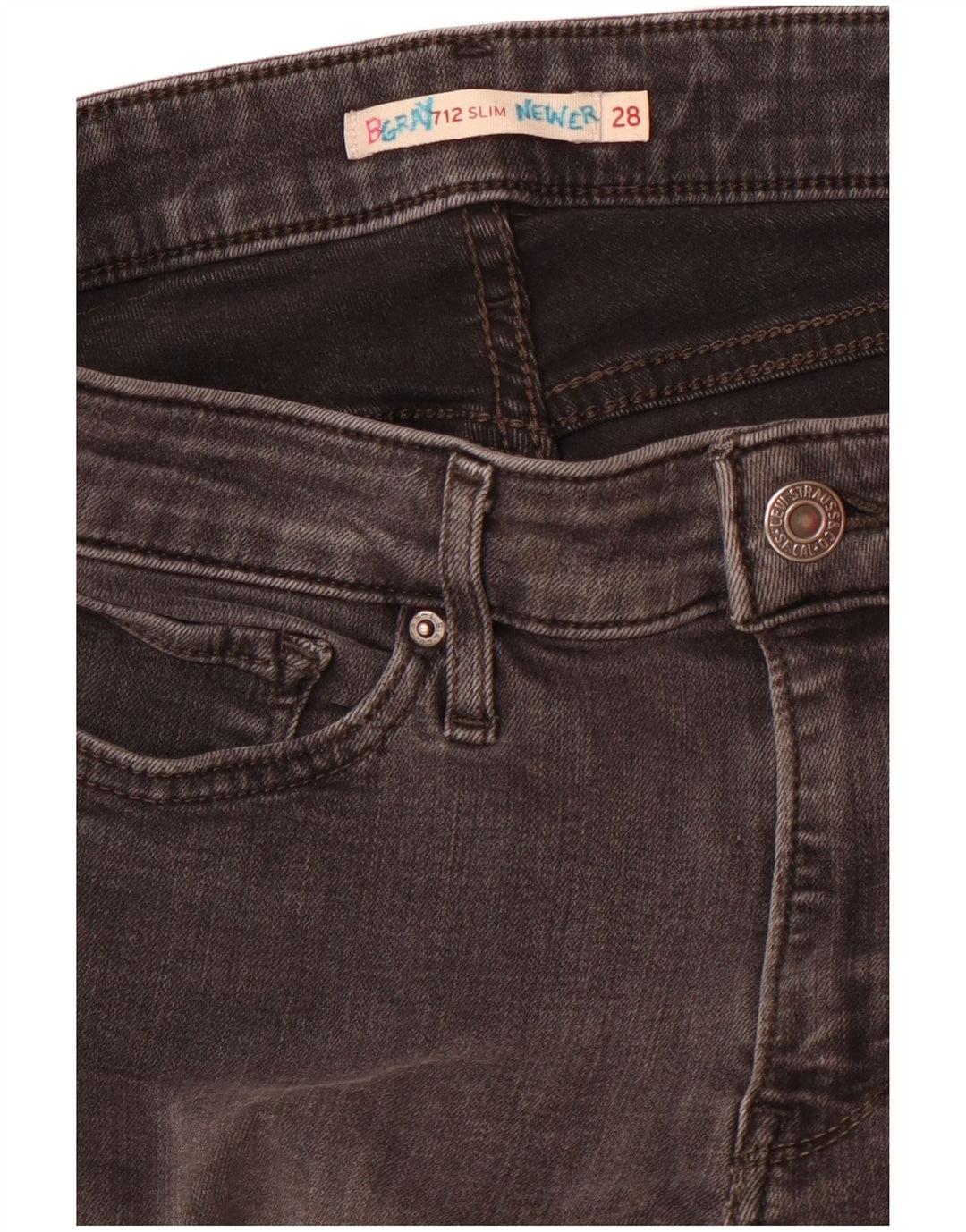 Calça jeans feminina Levi's 712 Slim W28 L30 cinza