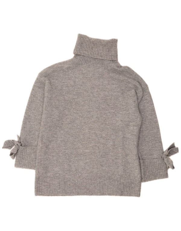 Zara Suéter feminino oversized com gola redonda Reino Unido 10 pequeno cinza manchado
