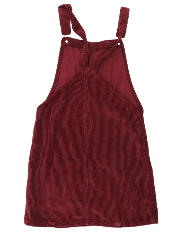 Topshop vestido feminino de veludo cotelê UK 6 XS algodão borgonha