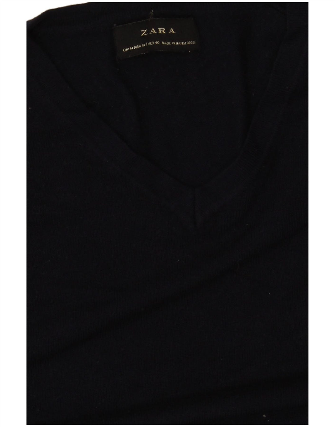 Suéter feminino Zara com decote em V Reino Unido 14 médio azul marinho