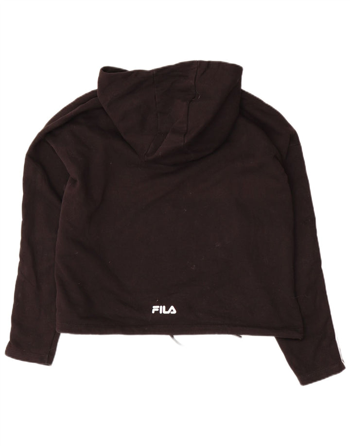 Pulôver feminino com capuz gráfico oversized FILA Reino Unido 14 algodão preto médio