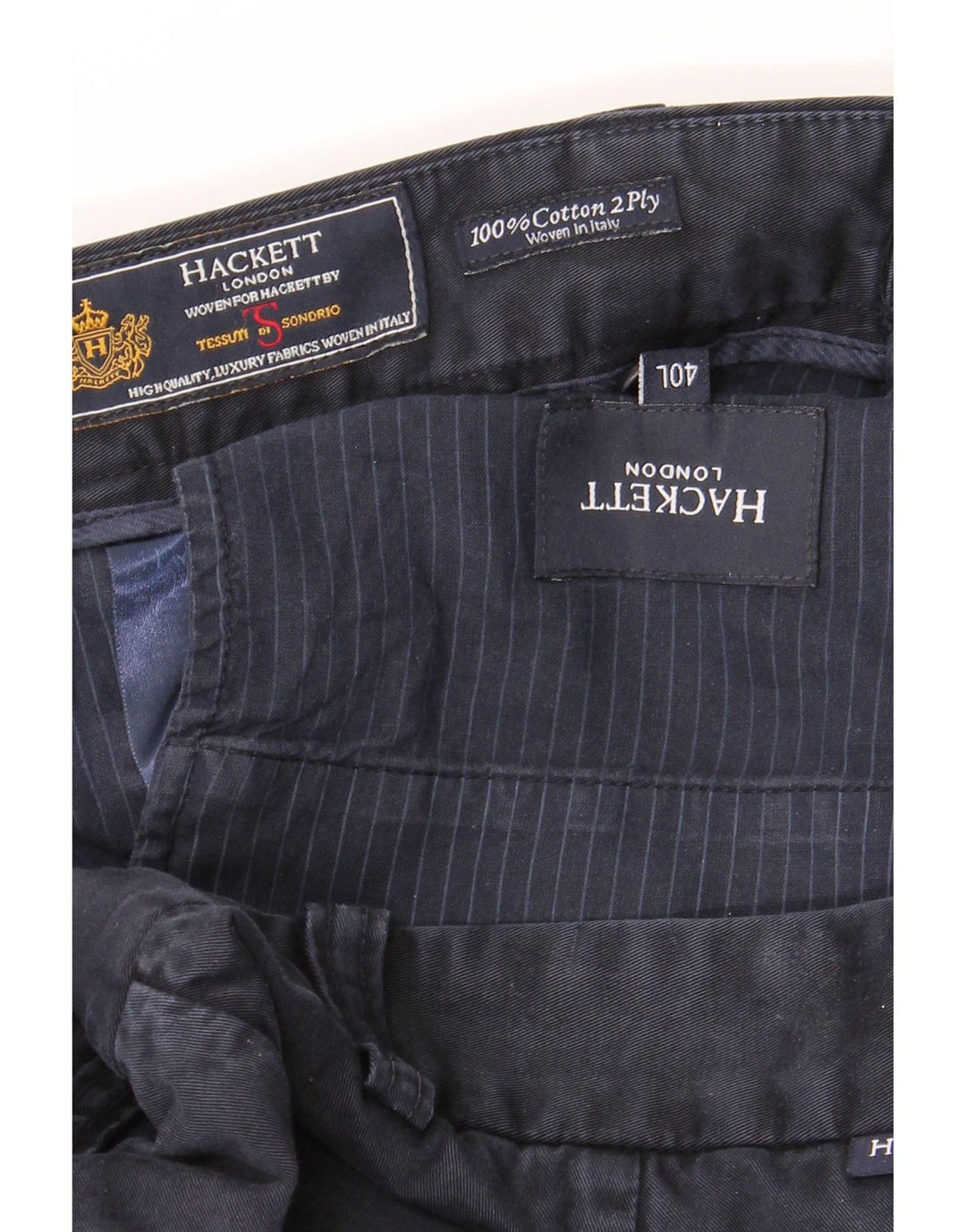 Calça chino reta masculina Hackett W40 L34 algodão azul marinho