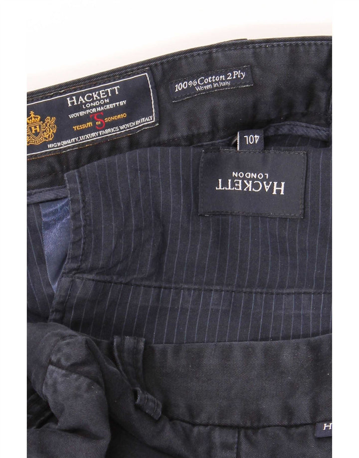 Calça chino reta masculina Hackett W40 L34 algodão azul marinho