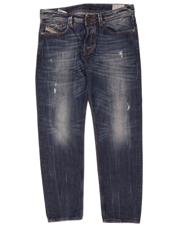 Diesel Mens Larkee-T Distressed Regular Fit Jeans Cônicos W32 L30 Azul