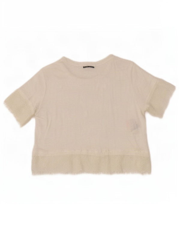 Blusa feminina Zara Top UK 12 linho branco médio