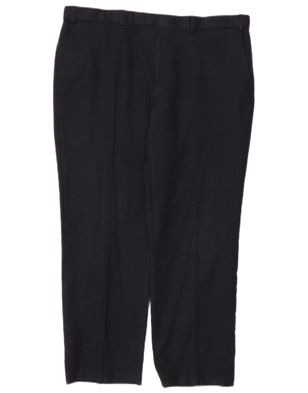 Calça masculina de terno reto Marks & Spencer W40 L29 lã azul marinho