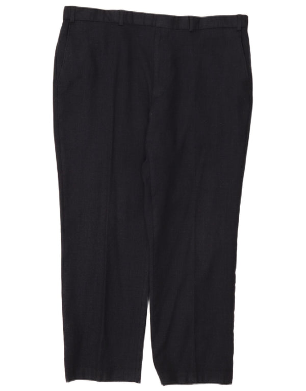 Calça masculina de terno reto Marks & Spencer W40 L29 lã azul marinho