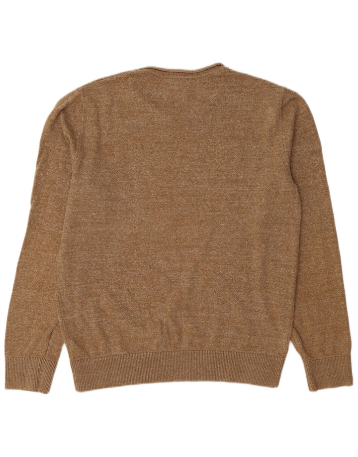 Suéter masculino Gap com gola canoa, algodão manchado bege médio