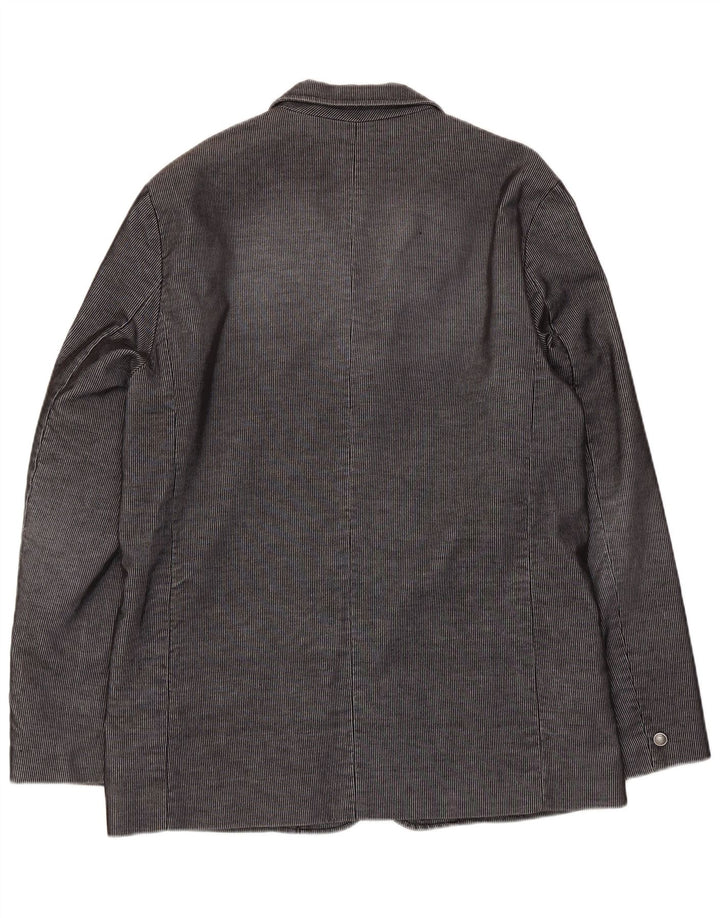 Jaqueta blazer masculina Scotch & Soda com 3 botões, Reino Unido, 40, grande, cinza, risca de giz, algodão