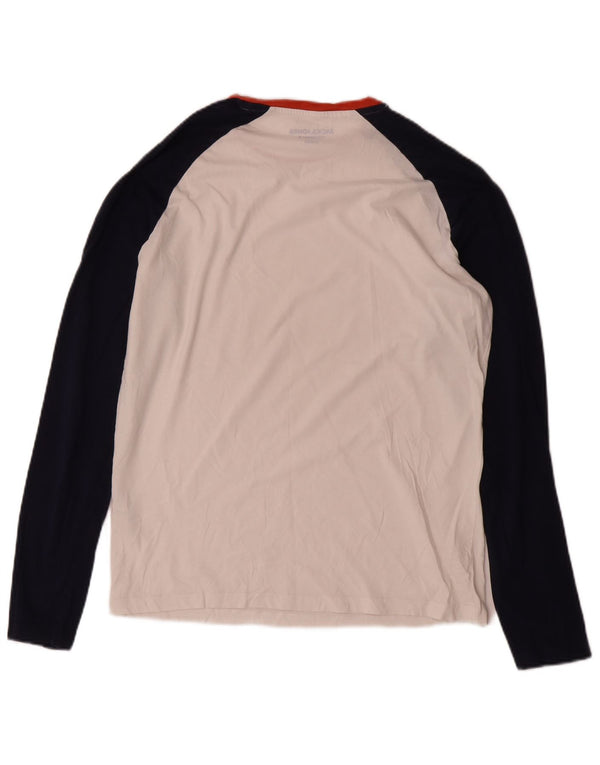Jack & Jones Mens Regular Fit Top Manga Longa Médio Branco Colorblock