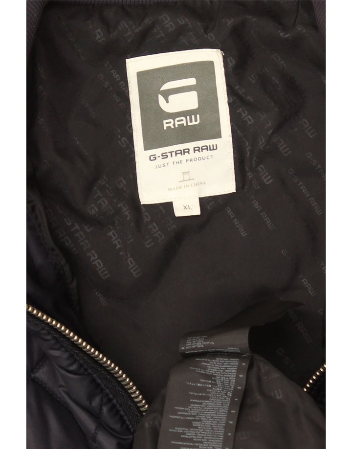 Jaqueta masculina acolchoada com capuz G-Star UK 42 XL poliéster azul marinho