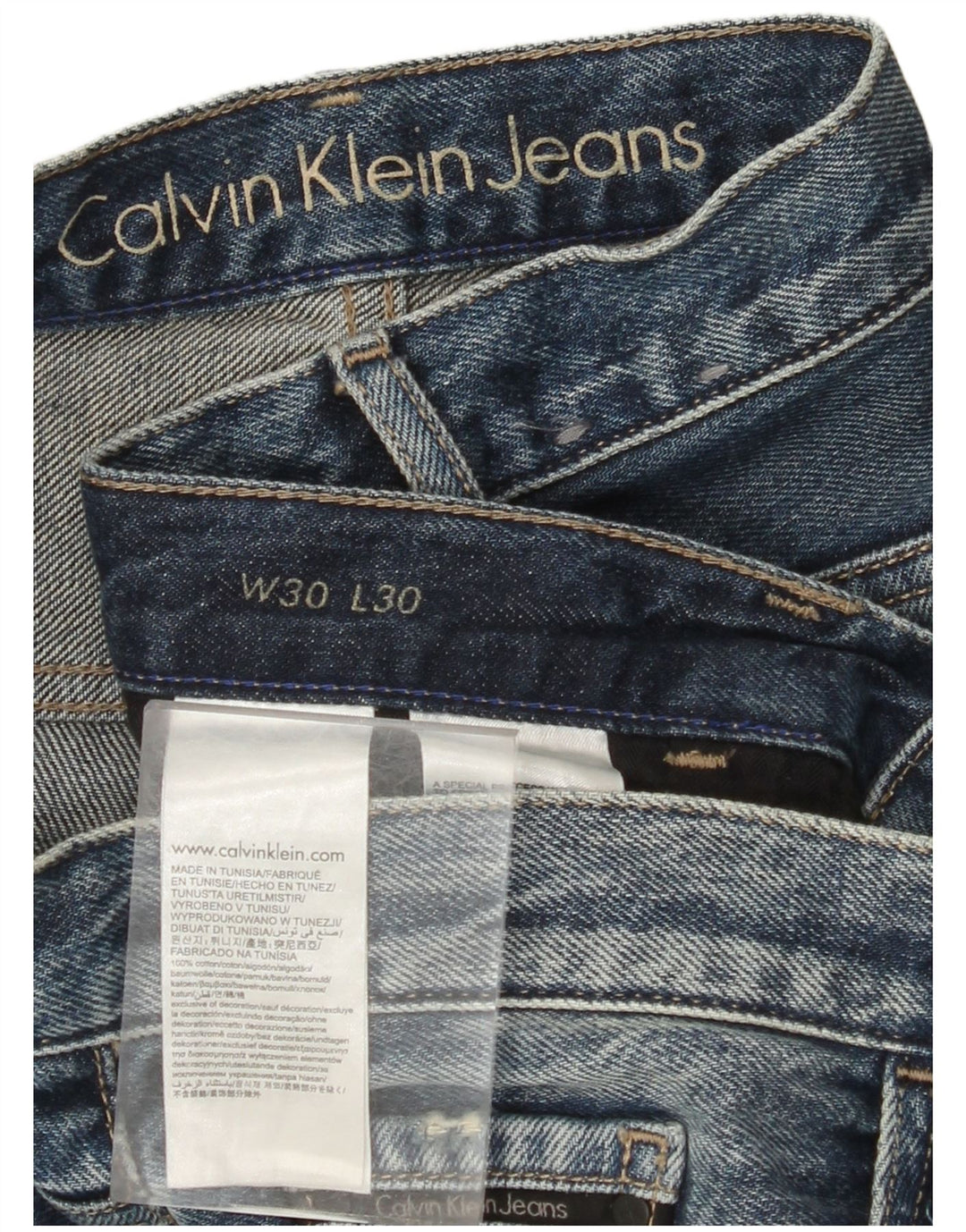 CALVIN KLEIN Masculino Boyfriend Distressed Straight Jeans W30 L30 Algodão Azul