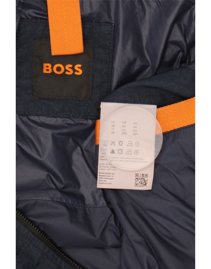 Jaqueta bomber masculina com capuz Hugo Boss EU 48 poliamida azul marinho médio