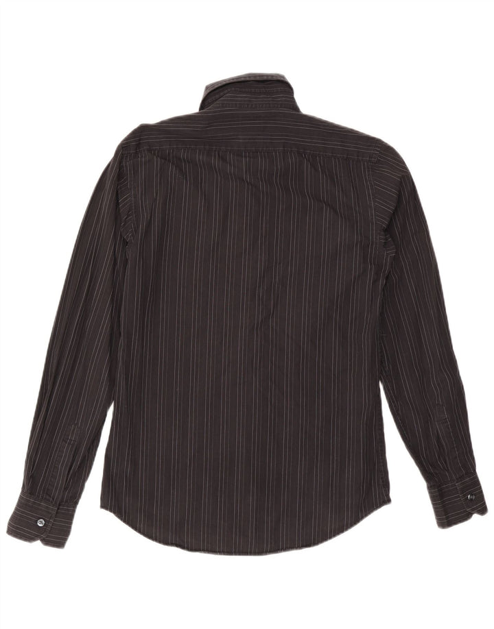 Camisa masculina Calvin Klein Slim Fit tamanho 38 15 algodão listrado preto médio