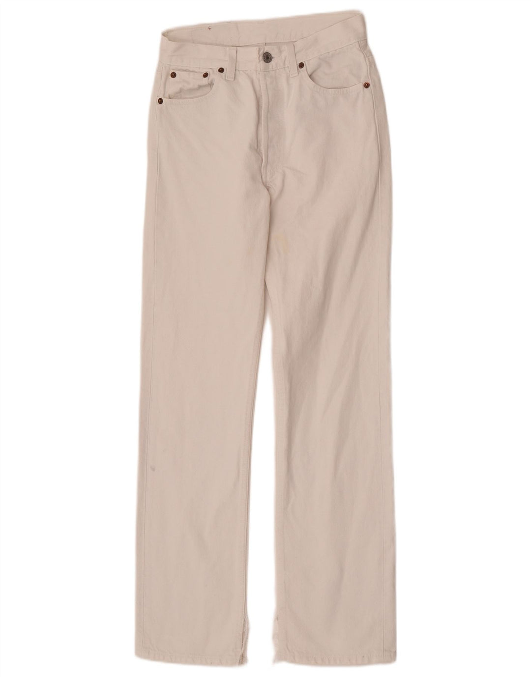 Calça jeans feminina Levi's 501 Straight W28 L32 algodão branco