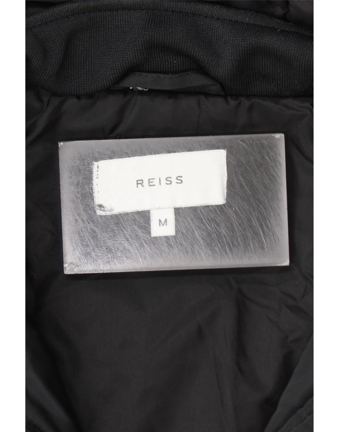 Jaqueta corta-vento masculina Reiss com capuz Reino Unido 38 algodão preto médio