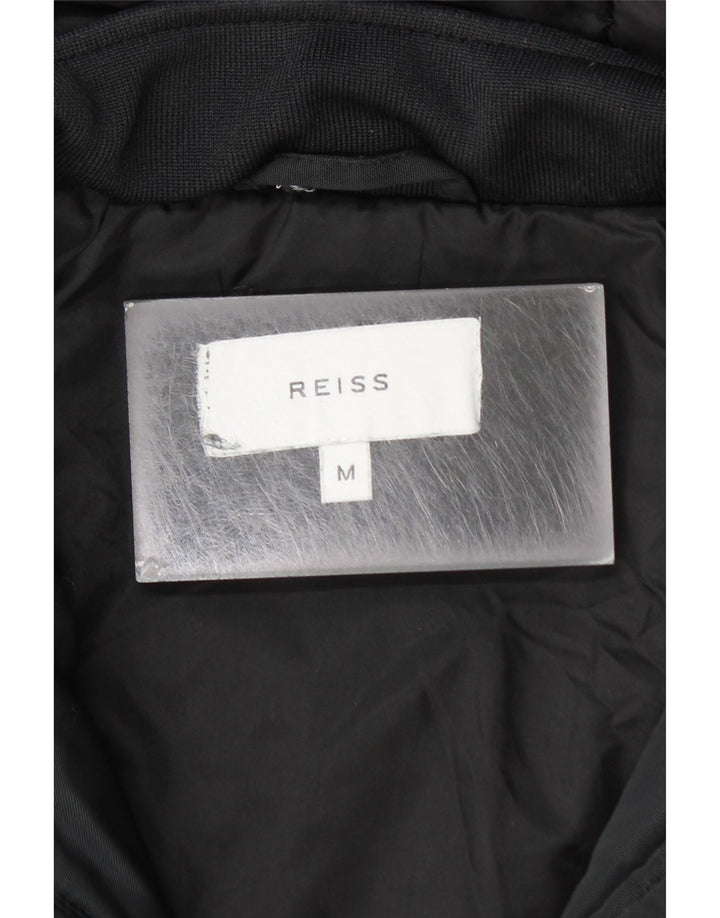 Jaqueta corta-vento masculina Reiss com capuz Reino Unido 38 algodão preto médio