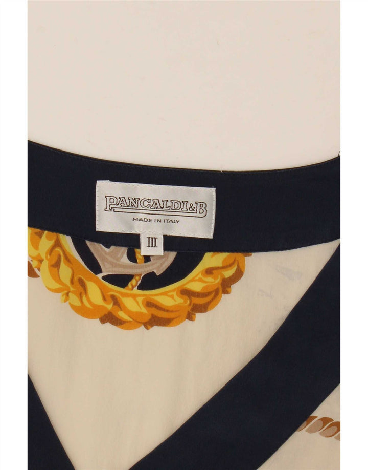 Blusa feminina Pancaldi & B gráfica UK 12 médio off white