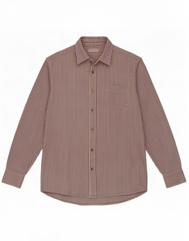 Camisa masculina Wrangler de algodão listrado vermelho médio