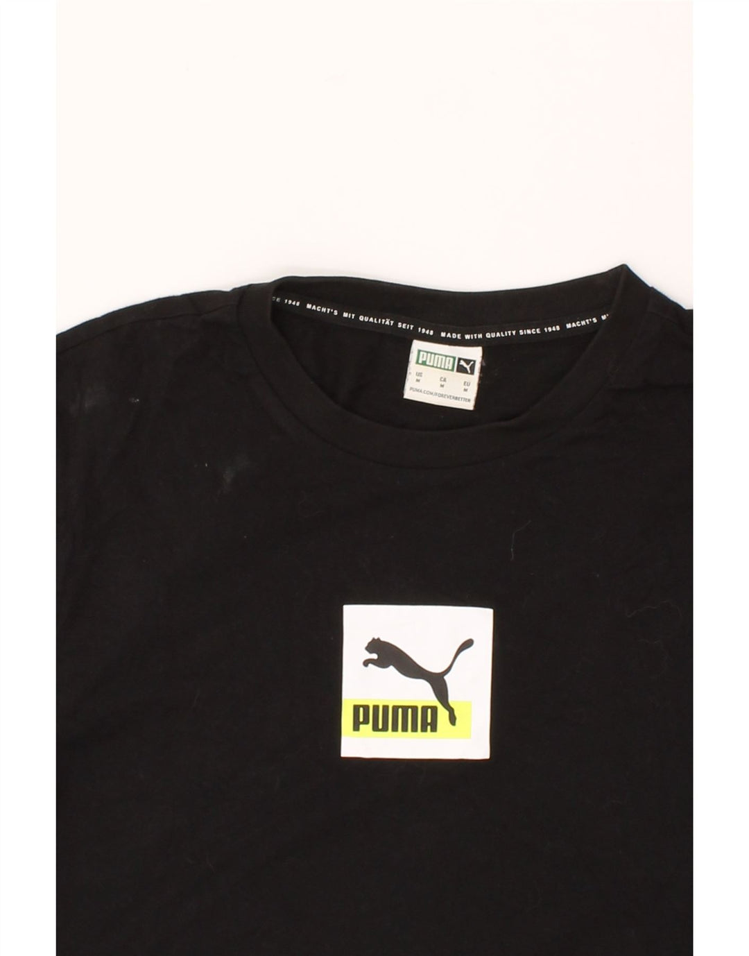 PUMA Mens Graphic T-Shirt Top Medium Black Cotton Vintage Puma and Second-Hand Puma from Messina Hembry 