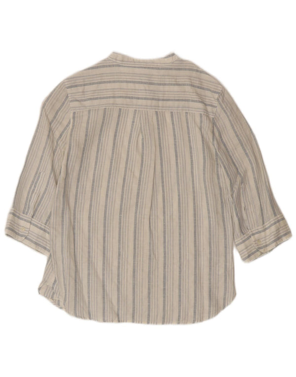 Benetton blusa feminina manga 3/4 pulôver Reino Unido 6 XS listrado branco