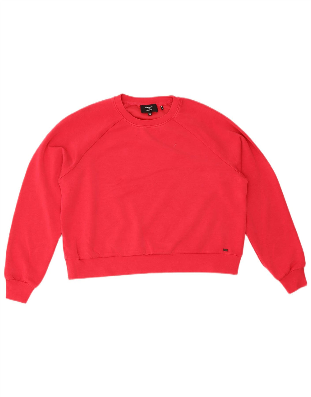 Superdry Womens Crop Oversized Sweatshirt Jumper UK 8 Pequeno Poliéster Vermelho