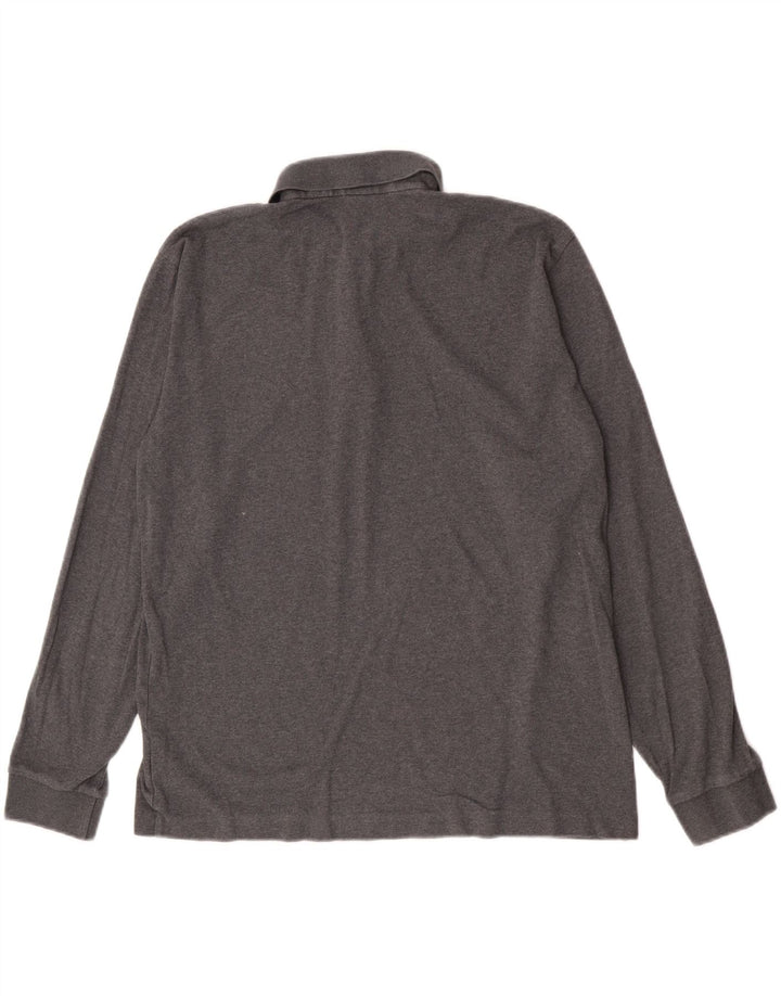 Camisa polo masculina de manga comprida Hugo Boss grande algodão cinza