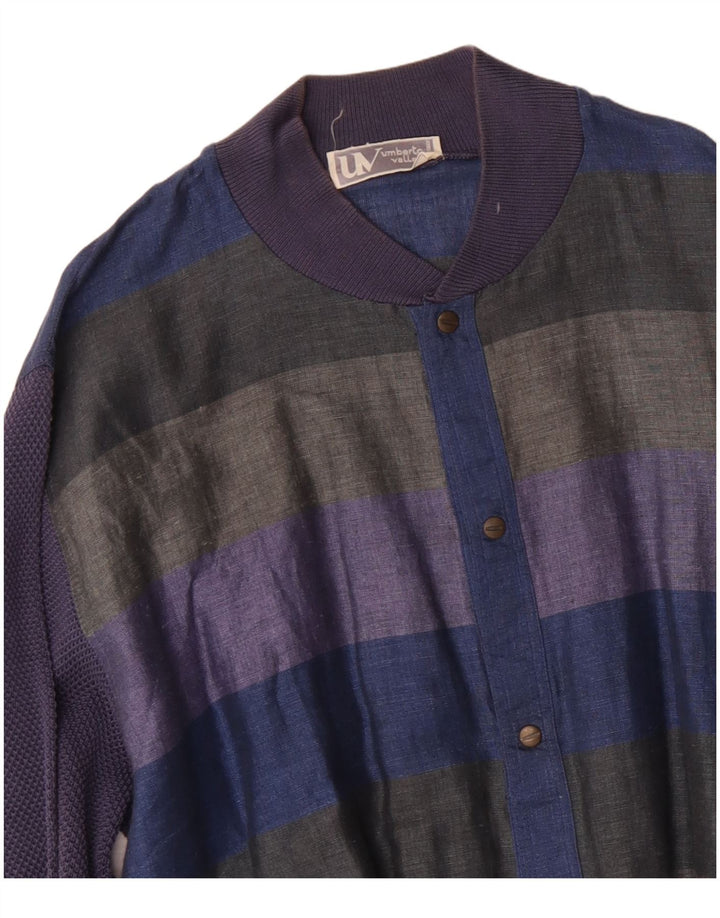 Umberto Vallati Mens Bomber Jacket UK 38 Médio Multicolorido Listrado