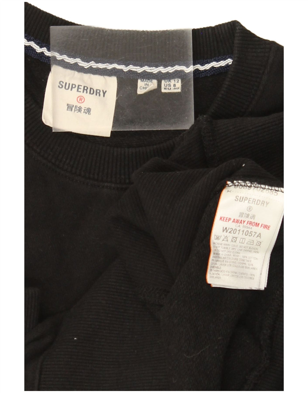 Superdry feminino gráfico moletom jumper UK 12 médio preto colorblock