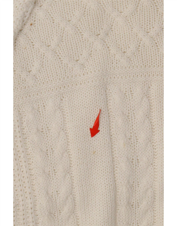 Suéter feminino VINTAGE com gola canoa Reino Unido 14 grande branco