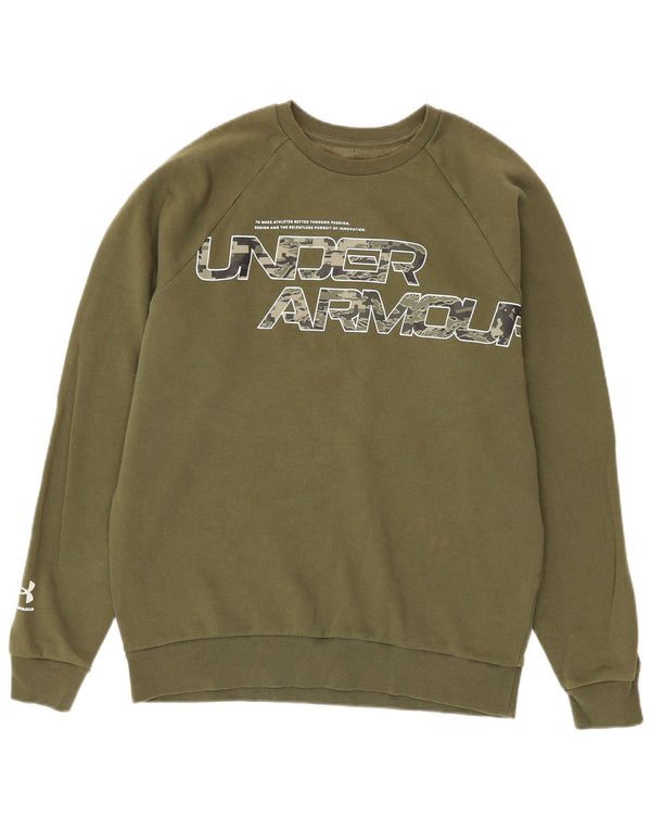 Under Armour Mens Graphic Moletom Jumper Médio Algodão Cáqui