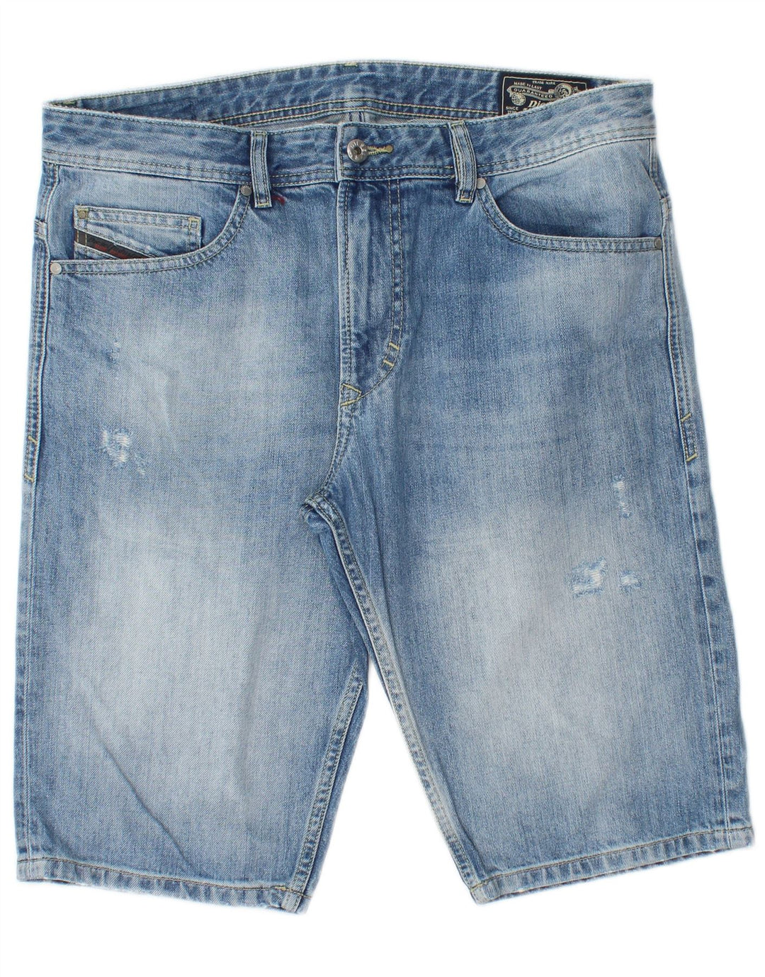 Shorts jeans masculino DIESEL desgastado W34 grande algodão azul