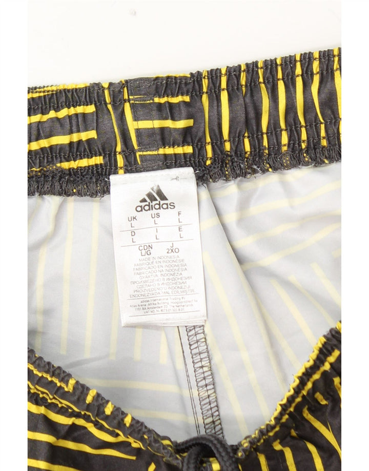 Shorts de natação masculinos ADIDAS grande poliéster listrado amarelo