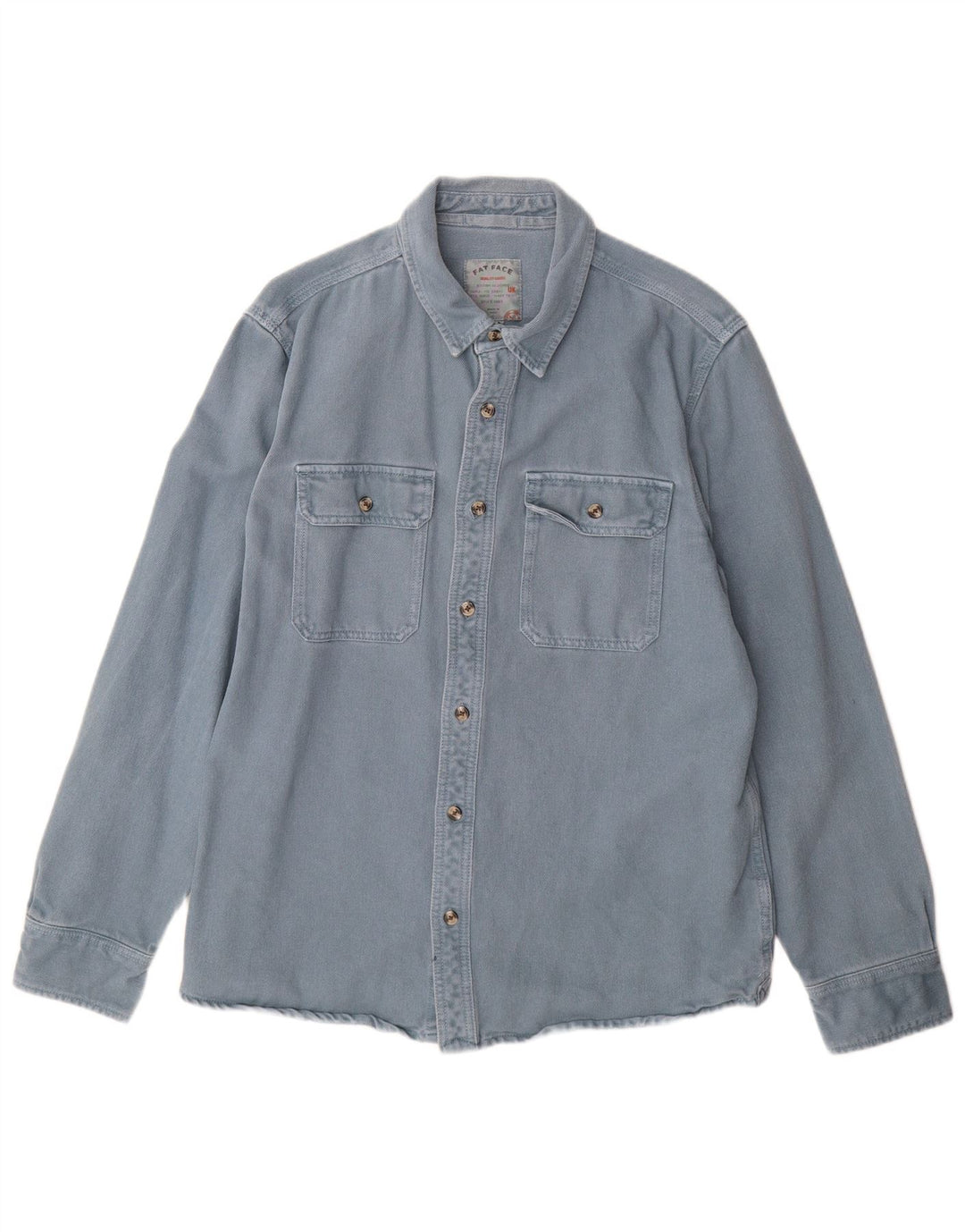 Camisa jeans masculina Fat Face grande algodão azul